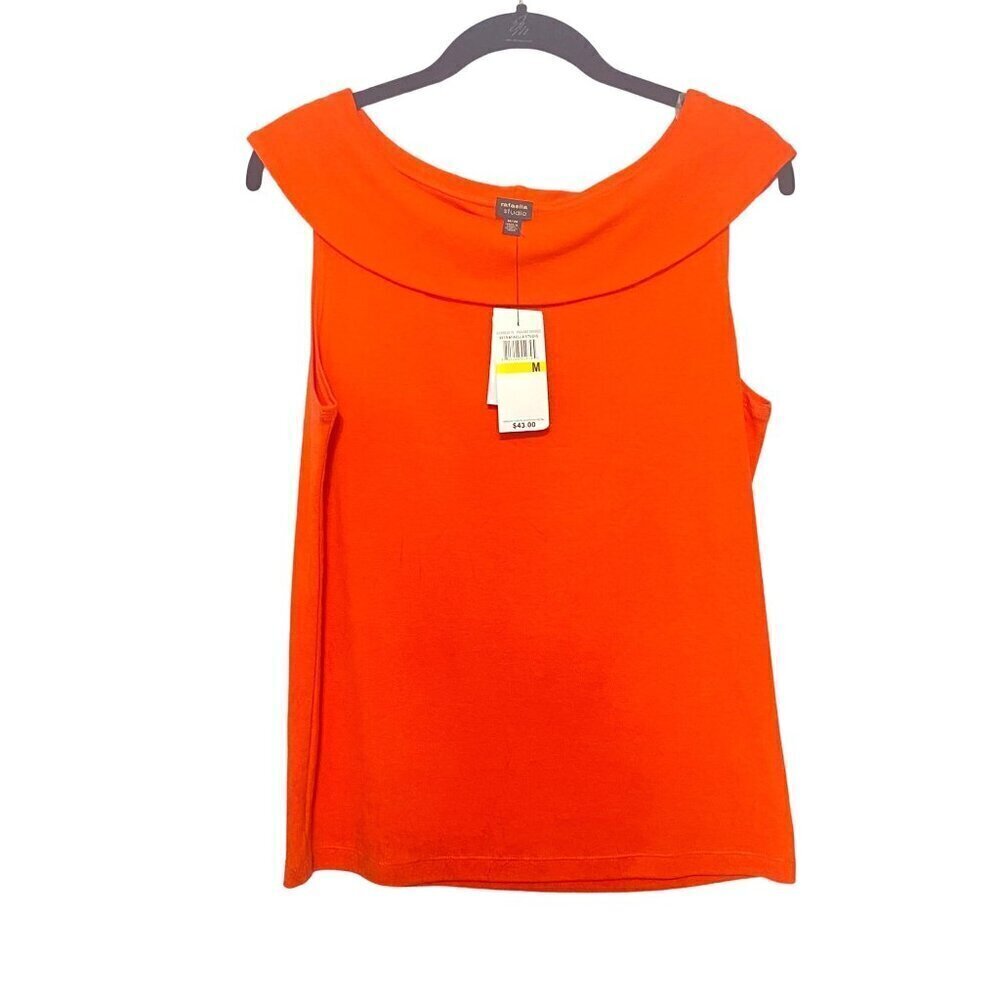 Rafaella Studio Boatneck Knit Top Panama Orange Womens Medium R2KM3015 NWT